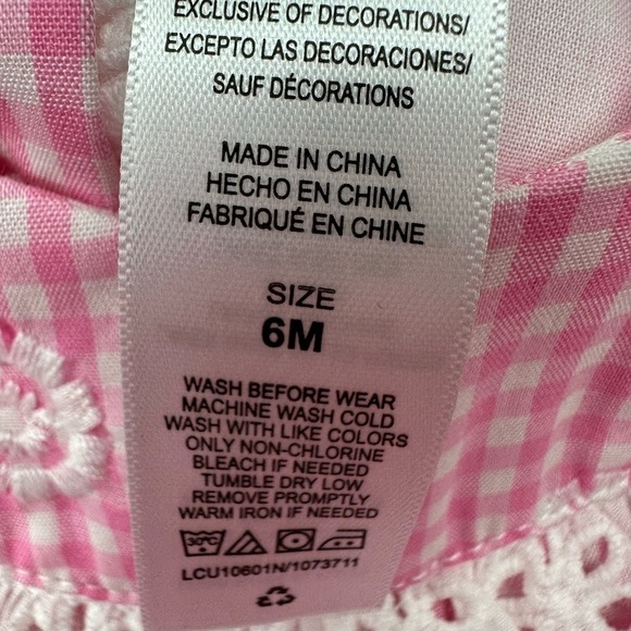 Little Me Gingham Ruffle Pink Dress Size 6 Months - Picture 5 of 6